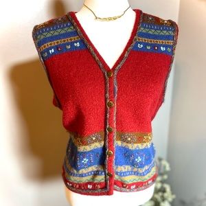 Vintage embroidered sweater vest